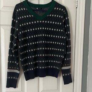 Par Simons Green and Blue Patterned Sweater